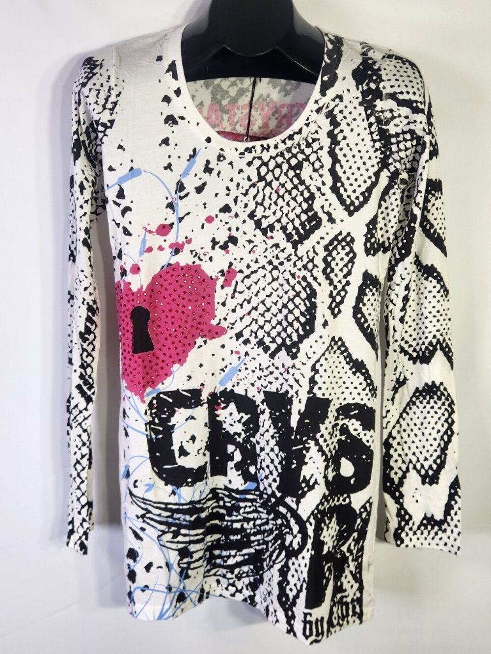 Crystal Rock by Christian Audigier Limited Edition #688/1000 Snake Locket Tee- M